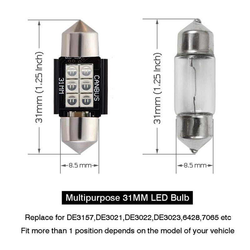 iBrightstar 9-30V Extremely Bright DE3175 DE3021 Festoon LED Bulbs Error Free 1.25" 31mm for Interior Map Dome Lights and License Plate Courtesy Lights, Blue - Image 5